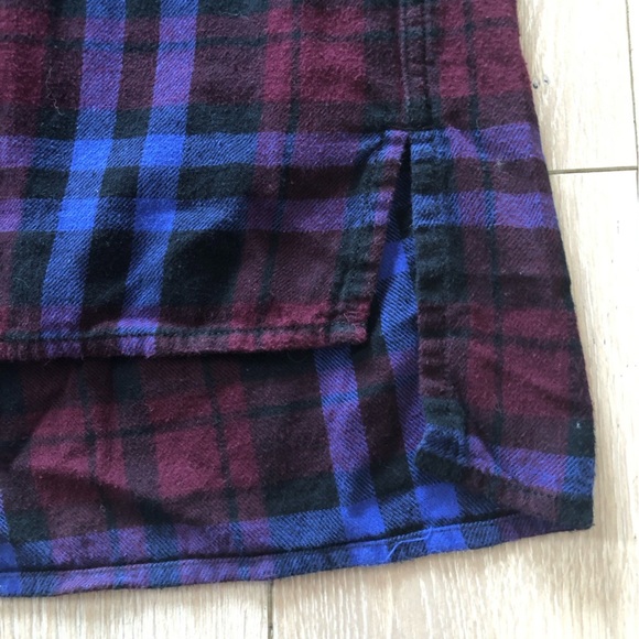 Golden by Tna Plaid Flannel Shirt Dress in Maroon & Blue Size S - Picture 5 of 11